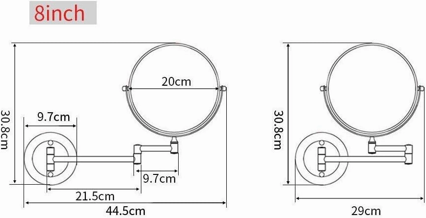 Bathroom Makeup Mirrors Wall Mounted Magnifying Sturdy Double Sided Adjustable Cosmetic Shaving Vanity Extendable Swivel (Color : Black, Size : 10X)