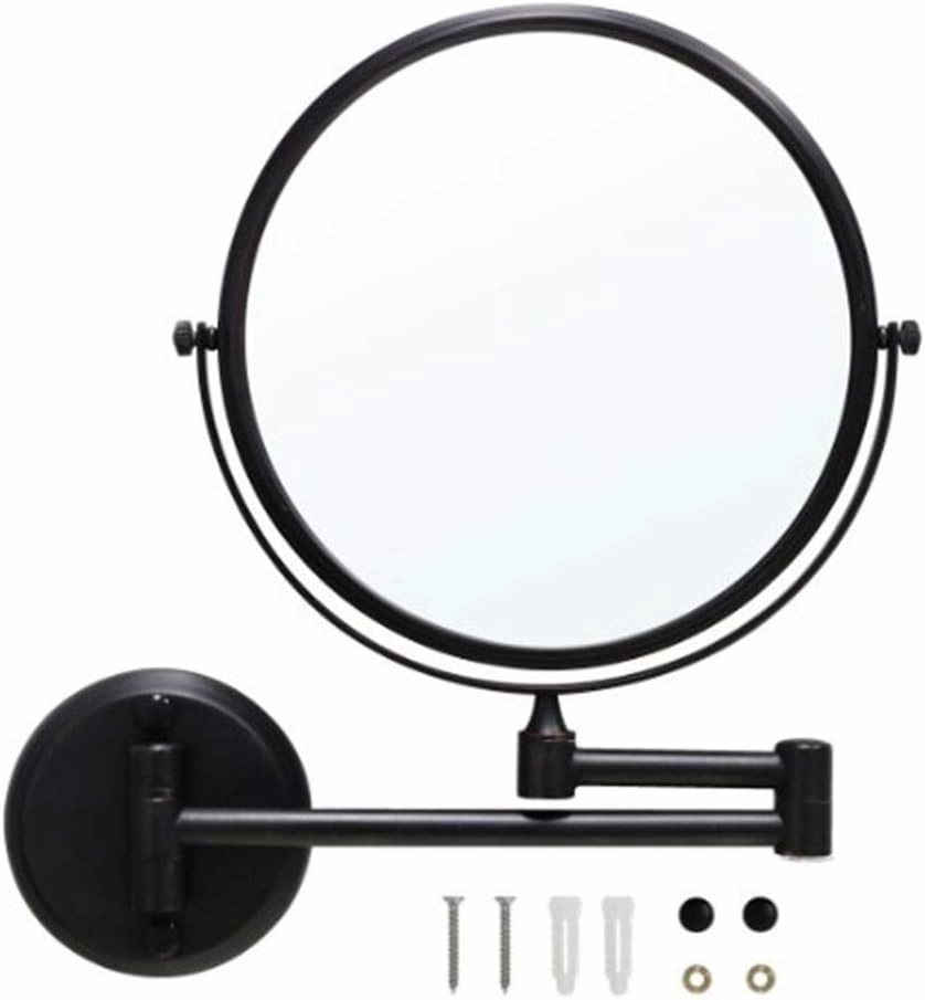 Bathroom Makeup Mirrors Wall Mounted Magnifying Sturdy Double Sided Adjustable Cosmetic Shaving Vanity Extendable Swivel (Color : Black, Size : 10X)