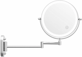 Bathroom Mirror Wall Mounted Makeup Mirror 8- inch Two- Sided 10X Magnification LED Touch Dimming 360°
