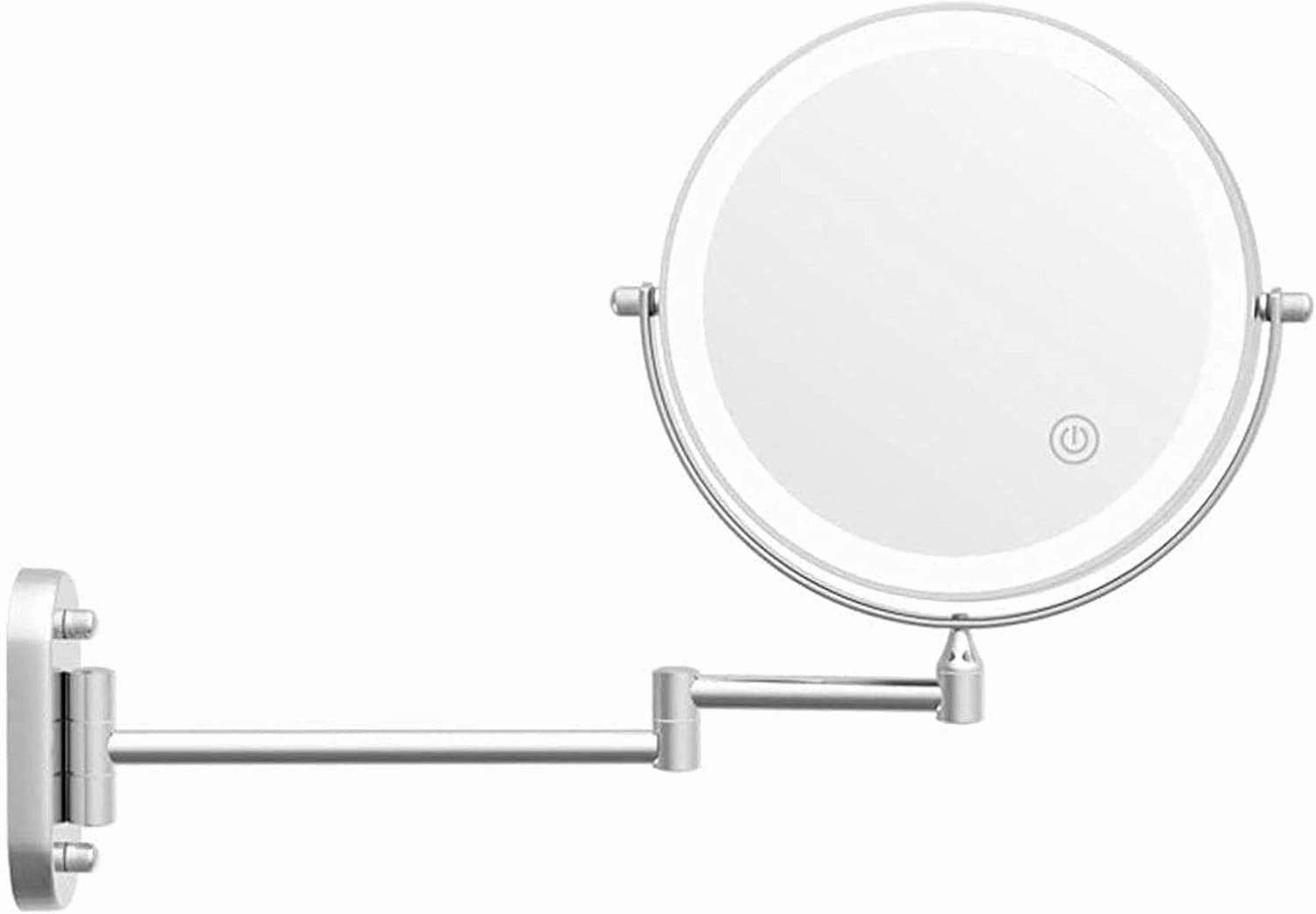 Bathroom Mirror Wall Mounted Makeup Mirror 8- inch Two- Sided 10X Magnification LED Touch Dimming 360°