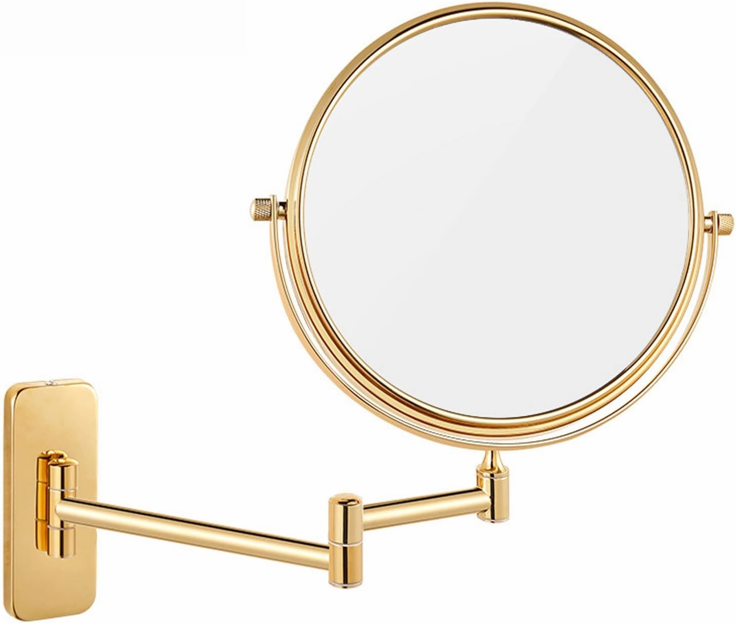 Bathroom Mirrors, Wall Mounted Lighted Makeup Vanity Mirror, Exquisite Cosmetic Mirror for Home, with Swivel Retractable and Folding Arm Suitable for Bathroom Bedroom (Gold 6inch7x)