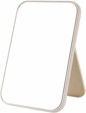 Bathroom Vanity Mirror Makeup Mirror Desktop Stand Clear Vanity Mirror Dormitory Students Carry Portable Folding Mirror Home Makeup Mirror Beauty Mirror(Beige)