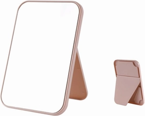 Bathroom vanity mirror Makeup Mirror Home Makeup Mirror Female Desktop can Stand High Definition Vanity Mirror Dormitory Students Portable Folding Mirror Square can Stand Mirror Beauty Mirror(Pink,Sma