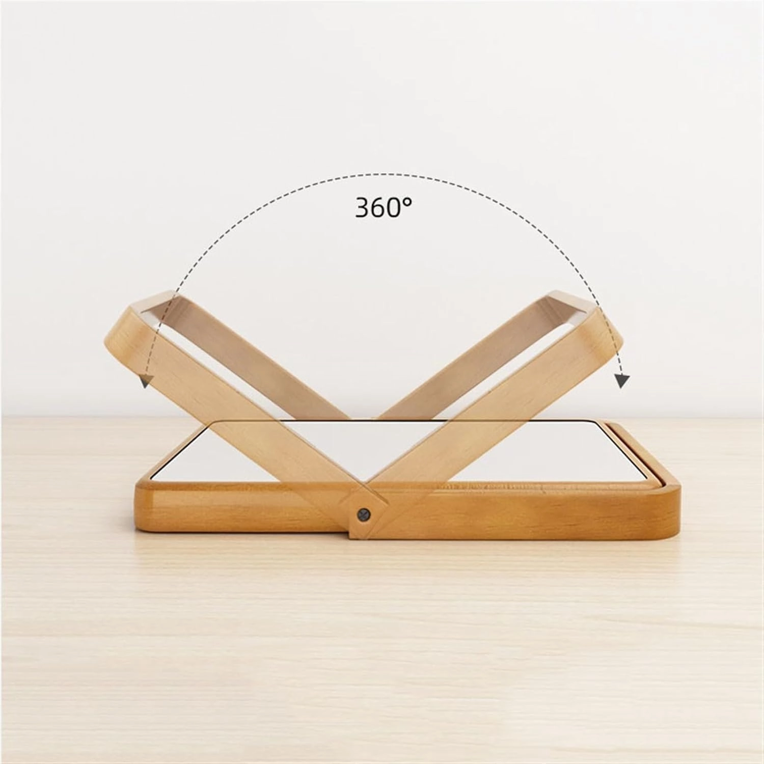 Bathroom Vanity Mirror Makeup Mirror Home Mirror Bedroom Wooden Makeup Mirror Office Desktop Small Dressing Mirror Portable Foldable Beauty Mirror(Natural,Medium)