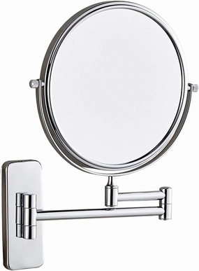 Bathroom Wall-Mounted Mirrors 8 Inch Makeup Mirrors Double Sided Brass Magnifying Mirror Extendable Folding 360&Deg; Swivel Vanity Shaving Mirrors (Color : Chrome, Size : 10X)