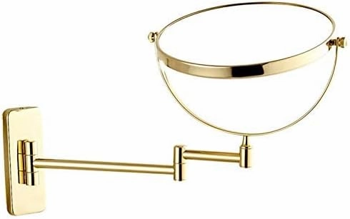 Bathroom Wall-Mounted Mirrors,8 inch Makeup Mirrors,Double Sided Brass Magnifying Mirror,Extendable Folding 360°Swivel Vanity Shaving Mirrors(Gold,10X)
