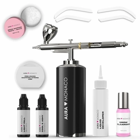 BEAMLIGHT LASHES Airbrush Brows Set Complete - Airbrush Brows Kit with Hybrid Eyebrow Paint & Liquid Brow Stain Airbrush Compressor Eyebrow Colour