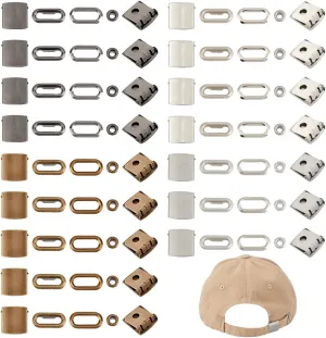 BENECREAT 40 Sets Hat Cap Buckle with Eyelets, Iron Cap Buckle Replacement, Adjustable Buckles, Baseball Cap Clasp