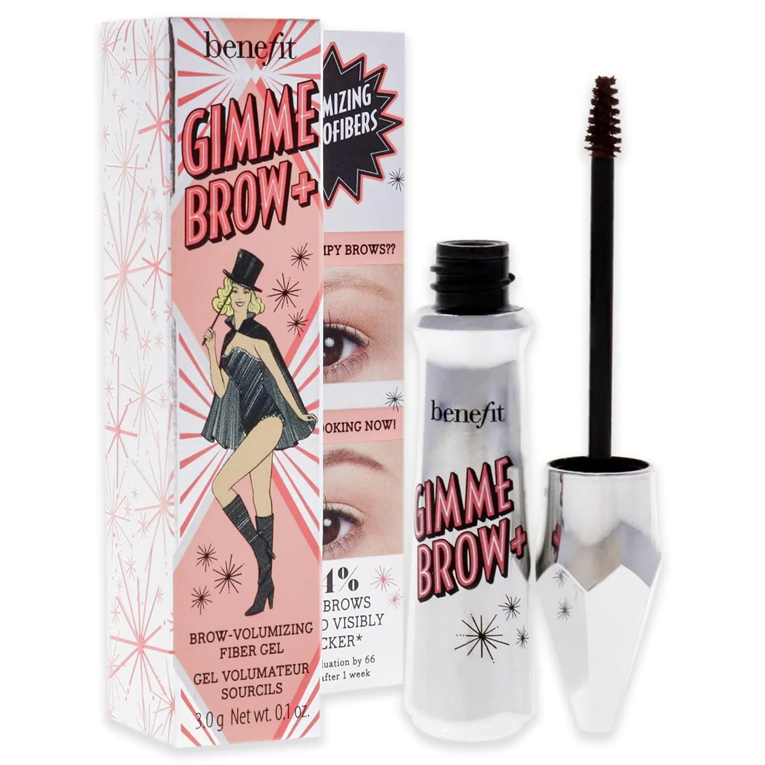 Benefit Gimme Brow Volumizing Fiber Gel - 3.5 Warm Auburn Brown Women Eyebrow Gel 0.1 oz