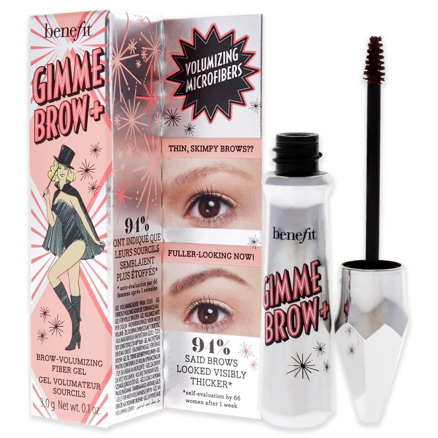 Benefit Gimme Brow Volumizing Fiber Gel - 3.5 Warm Auburn Brown Women Eyebrow Gel 0.1 oz