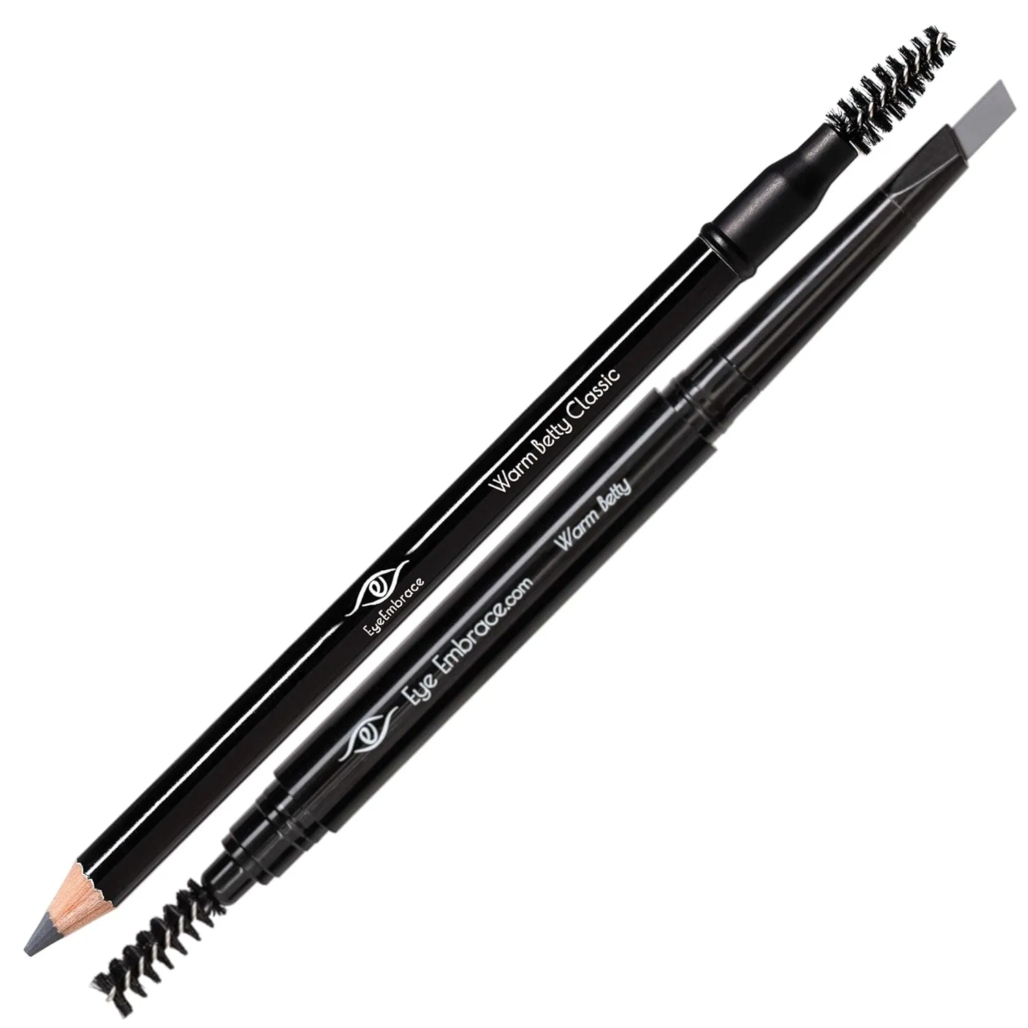Betty Warm Gray Eyebrow Pencils Bundle - Classic Wooden & Diamond Wedge Pencils - Waterproof, Cruelty-Free