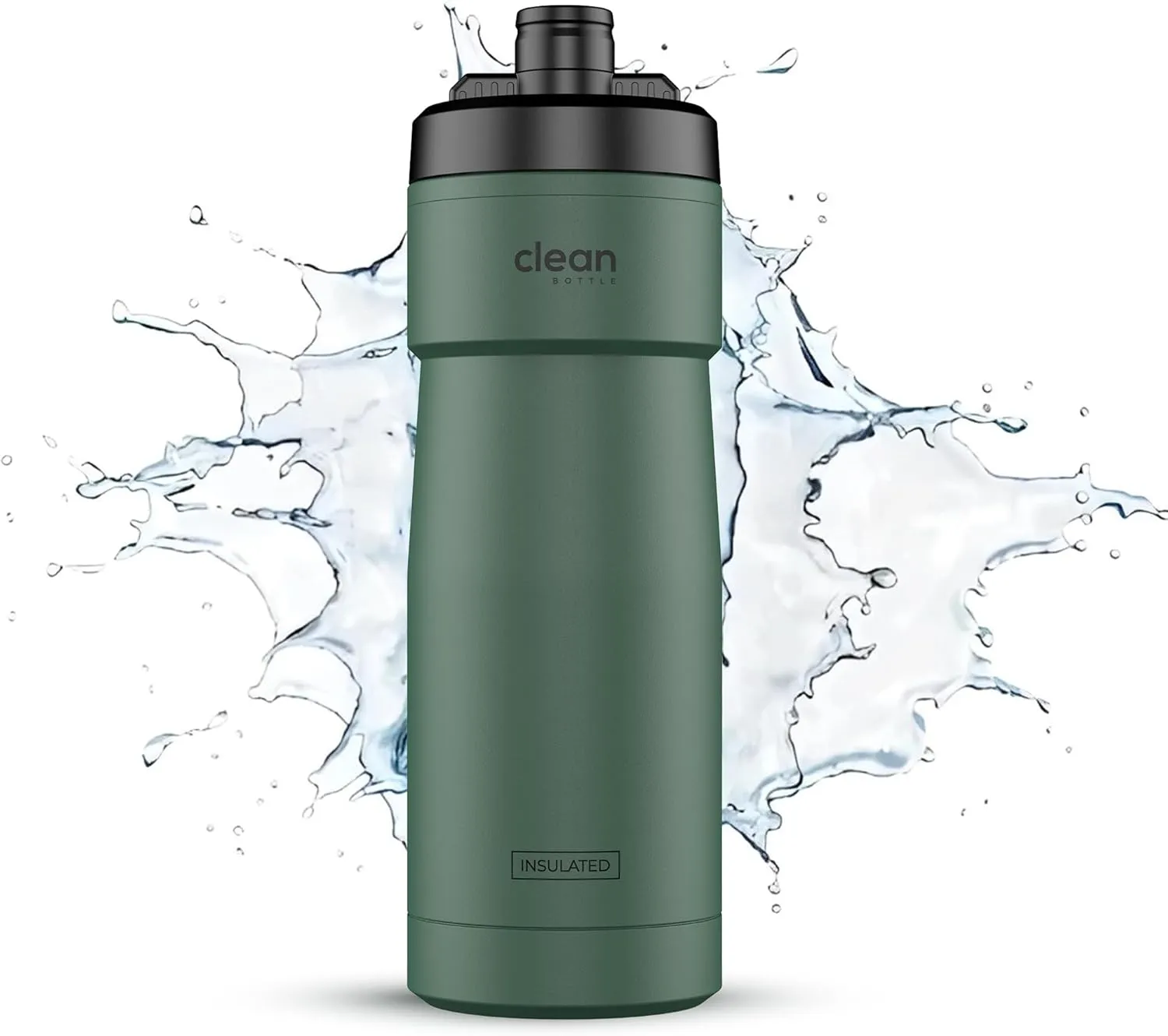 Bike Water Bottles | Insulated Bike Water Bottle | Easy Clean Nozzle, Easy Squeeze | Cycling Mountain Fitness Water Bottle | Gym Sport Bottle | (Green, Sport 20)
