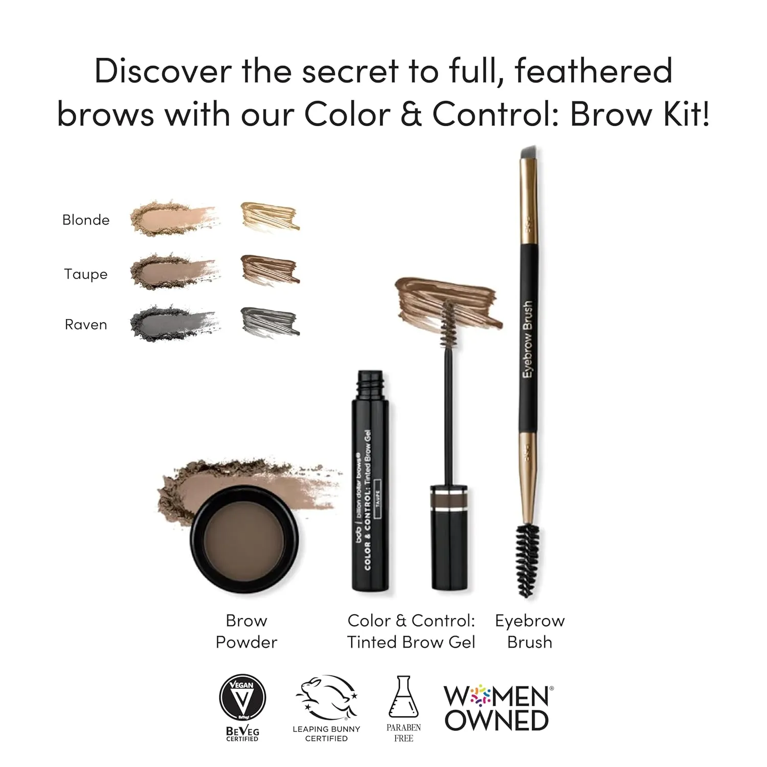 Billion Dollar Brows Blonde Tinted Brow Gel – Long-Lasting, Waterproof, Matte Finish, Buildable Formula, Charcoal-Infused Brush, Vegan & Cruelty-Free