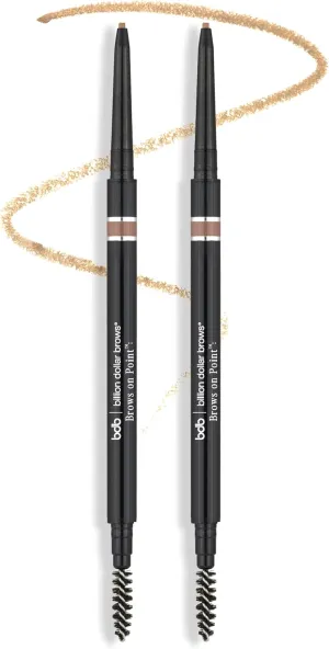 Billion Dollar Brows Dual-Ended Micro Brow Pencil – Precision Tip & Spoolie for Perfectly Defined, Fuller Brows, Buildable Formula, Waterproof, Long-Lasting, Cruelty-Free & Vegan - Blonde, 2 Pack