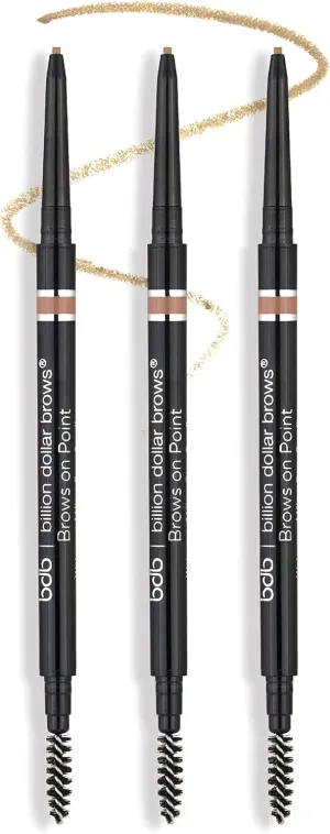 Billion Dollar Brows Dual-Ended Micro Brow Pencil – Precision Tip & Spoolie for Perfectly Defined, Fuller Brows, Buildable Formula, Waterproof, Long-Lasting, Cruelty-Free & Vegan - Blonde, 3 Pack