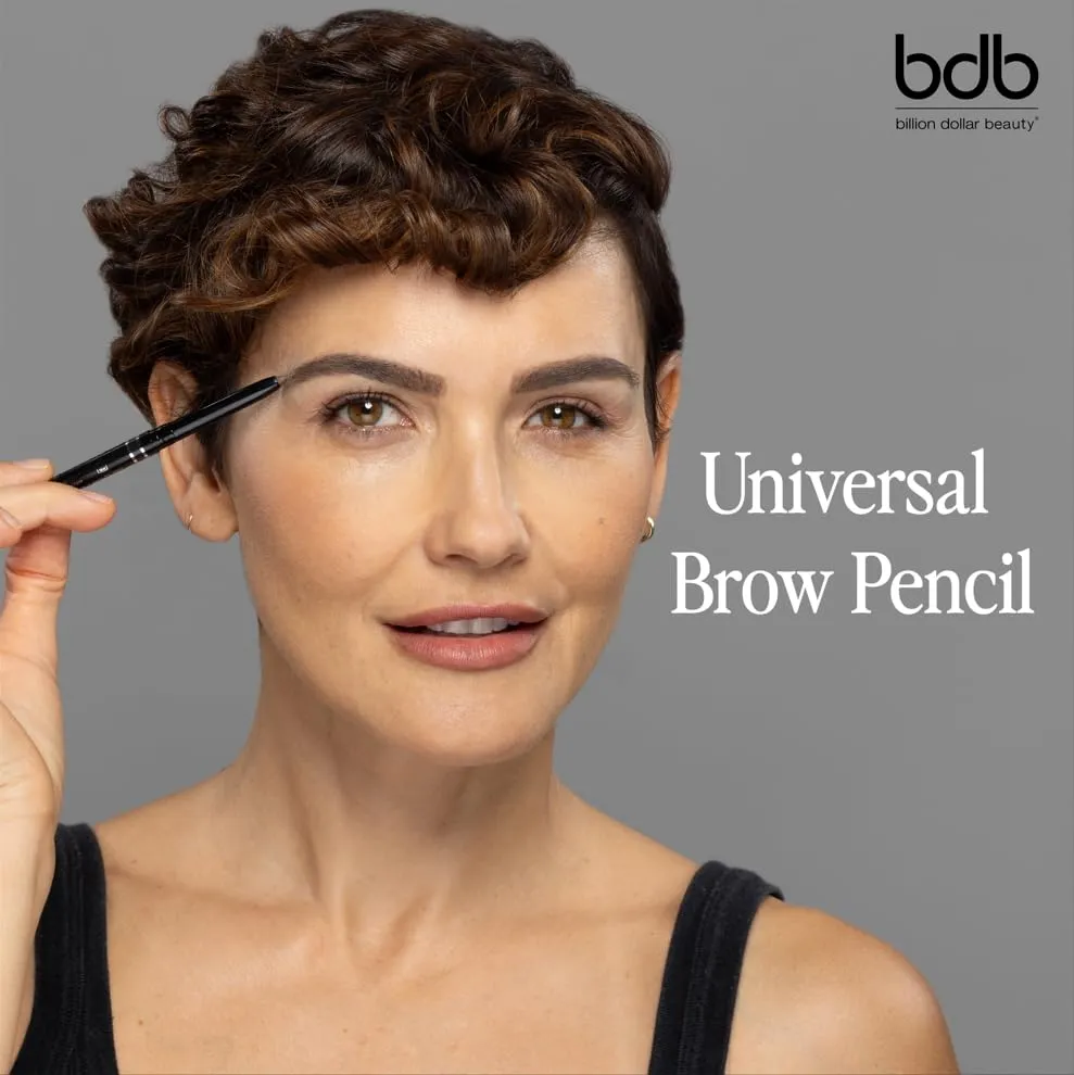 Billion Dollar Brows Universal Eyebrow Pencil – Dual-Ended Design with Precision Tip & Spoolie, Matte Finish, Waterproof, Easy to Use, Vegan & Cruelty-Free for Perfectly Defined Brows