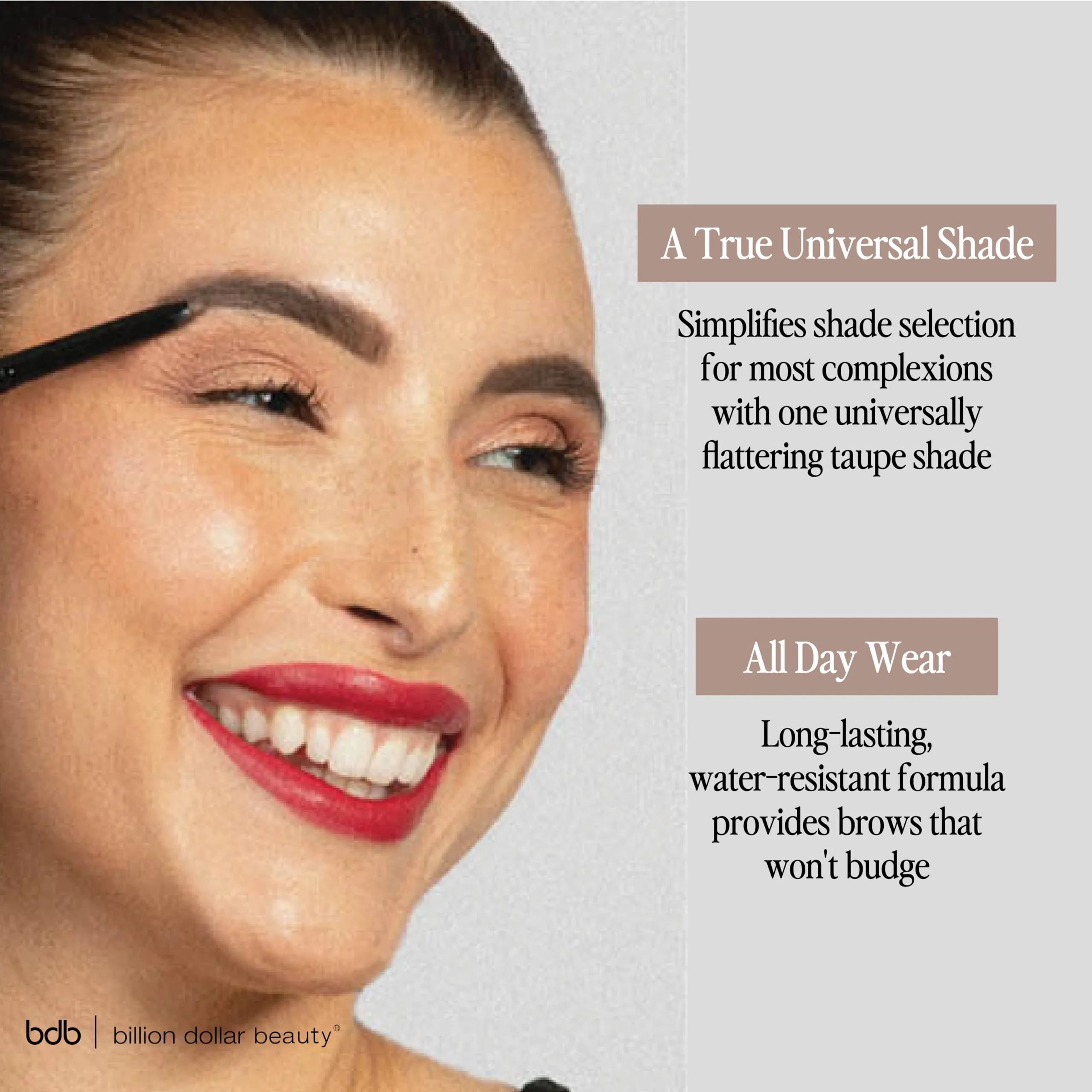 Billion Dollar Brows Universal Eyebrow Pencil – Dual-Ended Design with Precision Tip & Spoolie, Matte Finish, Waterproof, Easy to Use, Vegan & Cruelty-Free for Perfectly Defined Brows