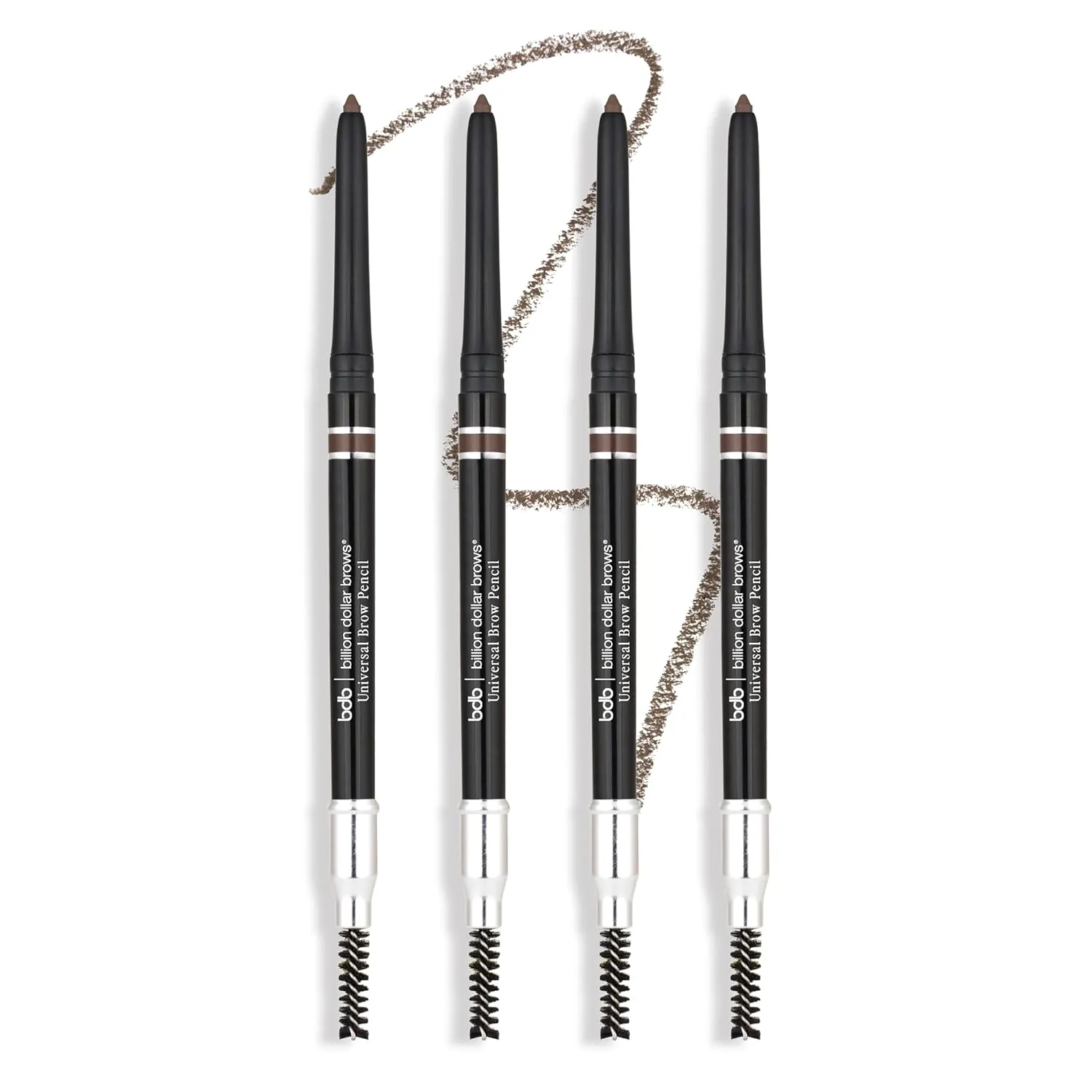 Billion Dollar Brows Universal Eyebrow Pencil – One Perfect Shade, Smudge-Proof, Waterproof, Self-Sharpening Tip, Effortless Blending, Vegan & Cruelty-Free for Flawlessly Defined Brows - 4 Pack