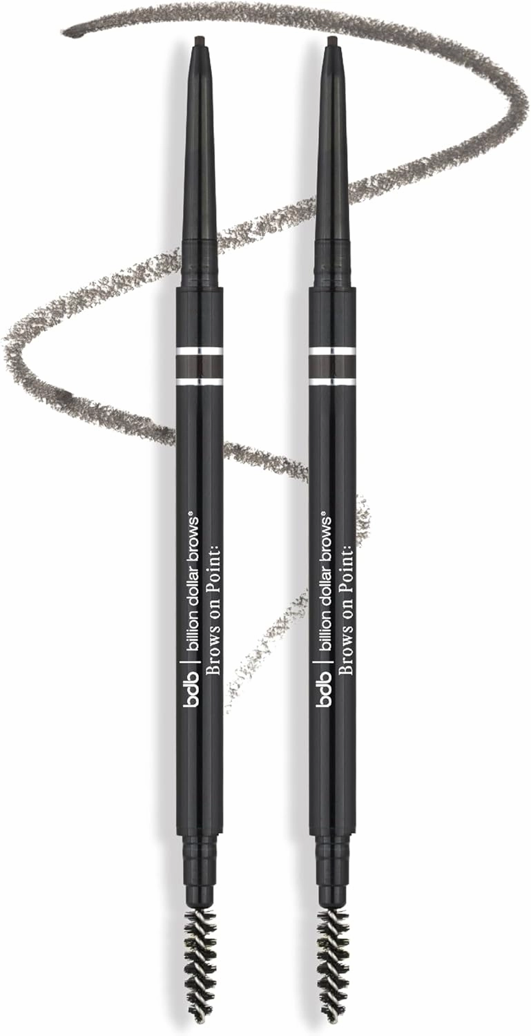 Billion Dollar Brows Dual-Ended Micro Brow Pencil – Precision Tip & Spoolie for Perfectly Defined, Fuller Brows, Buildable Formula, Waterproof, Long-Lasting, Cruelty-Free & Vegan - Raven/Black 2 Pack