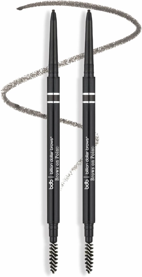 Billion Dollar Brows Dual-Ended Micro Brow Pencil – Precision Tip & Spoolie for Perfectly Defined, Fuller Brows, Buildable Formula, Waterproof, Long-Lasting, Cruelty-Free & Vegan - Raven/Black 2 Pack