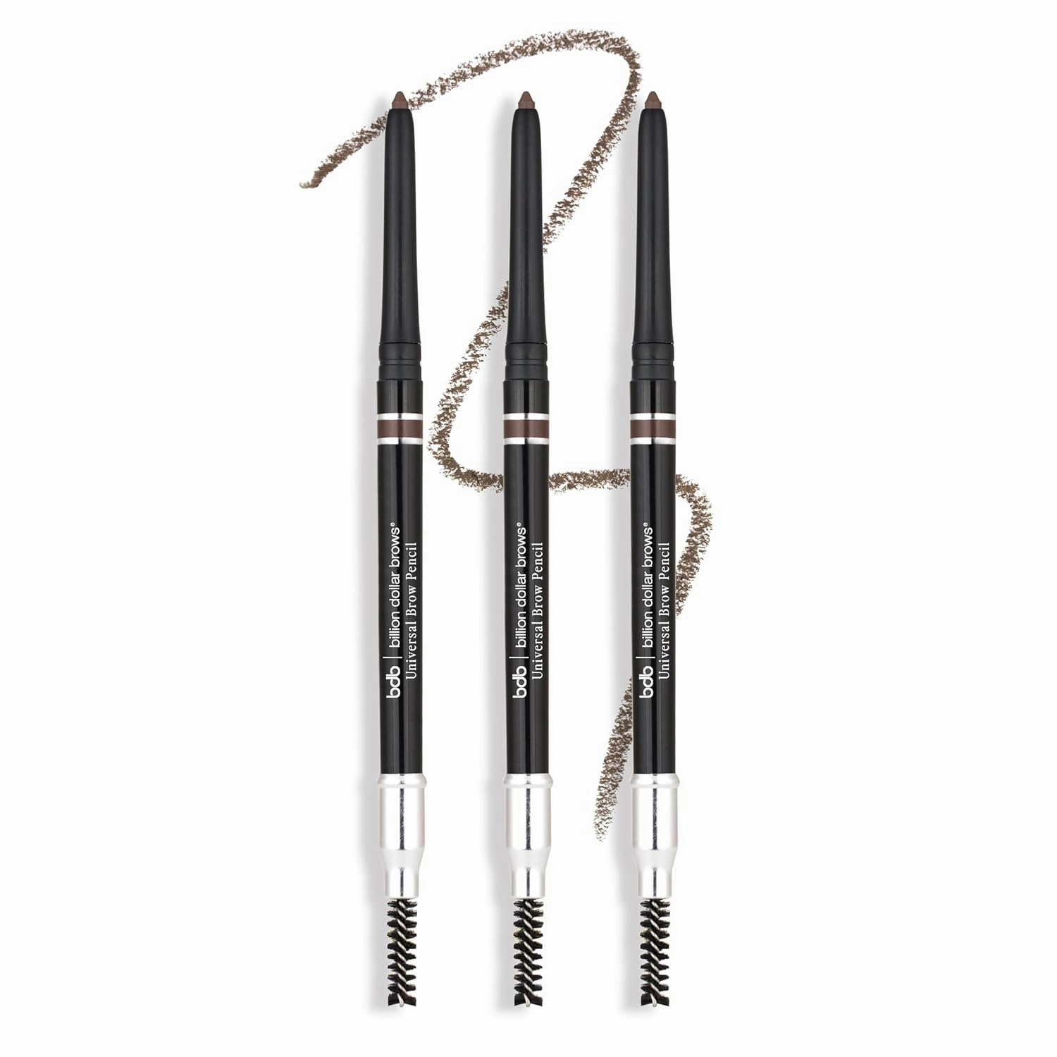 Billion Dollar Brows Universal Eyebrow Pencil – One Perfect Shade, Smudge-Proof, Waterproof, Self-Sharpening Tip, Effortless Blending, Vegan & Cruelty-Free for Flawlessly Defined Brows - 3-Pack