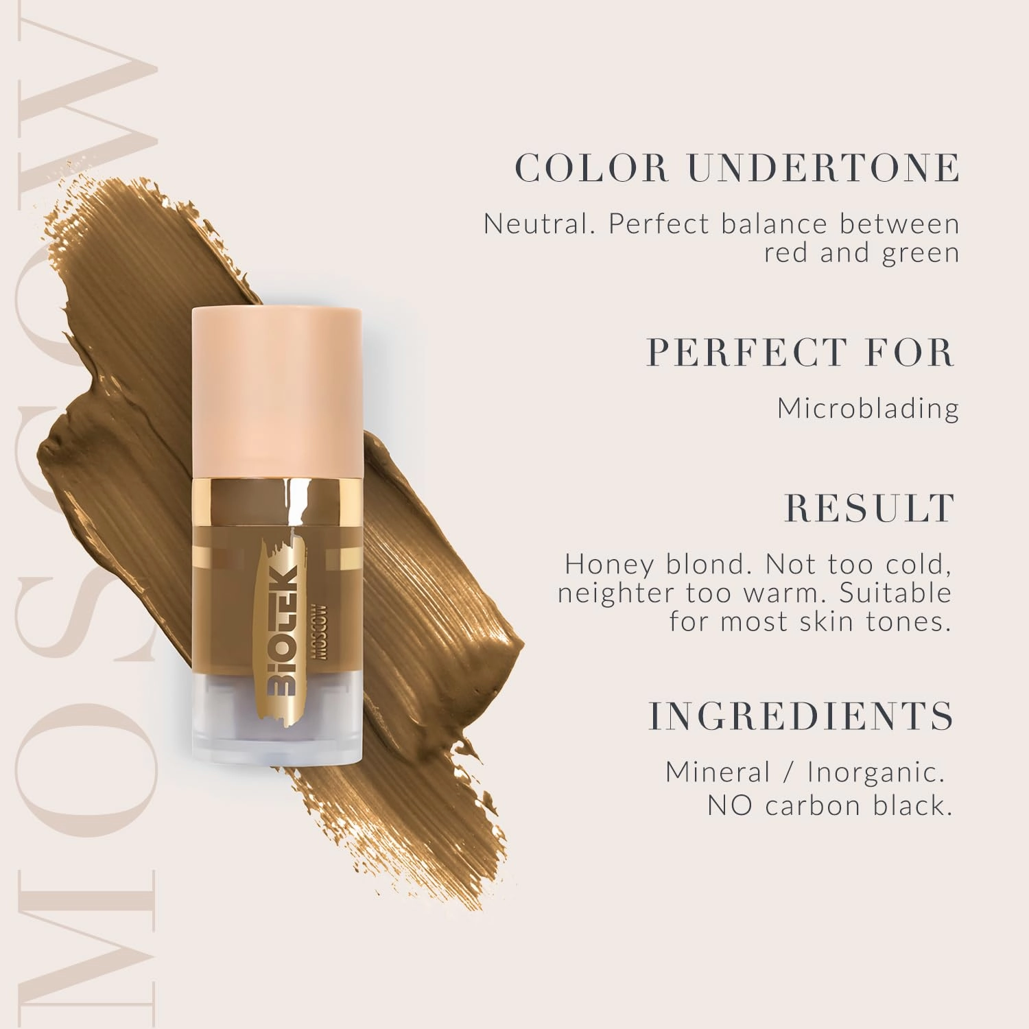 BIOTEK Brow Pigment for Permanent Makeup - Neutral Blond Color for Eyebrows - Inorganic Creamy - Made in Italy - Moscow 0,24 fl.oz.