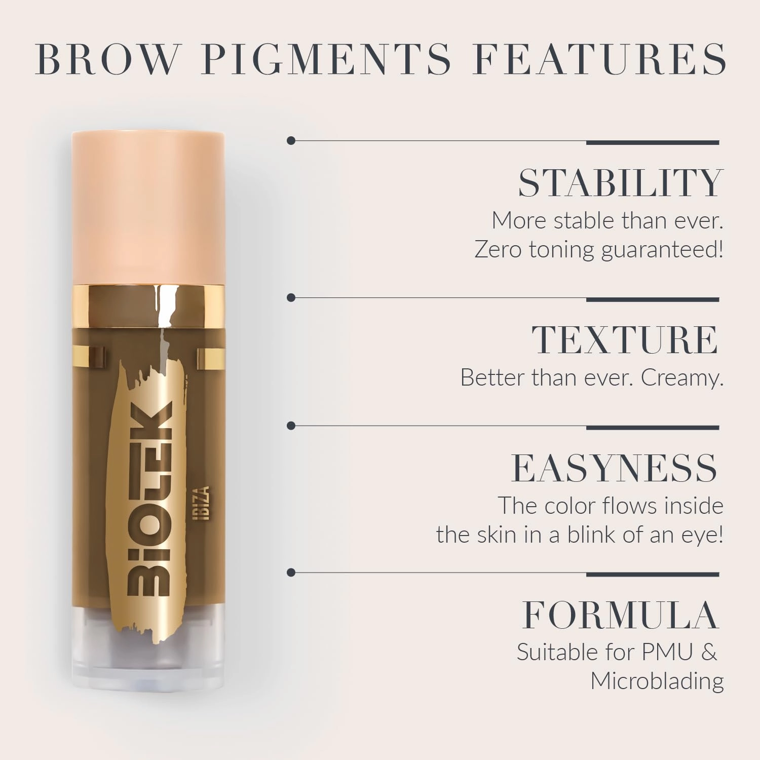 BIOTEK Brow Pigment for Permanent Makeup - Neutral Light Brown Color for Eyebrows - Inorganic Creamy - Made in Italy - Ibiza 0,61 fl.oz.