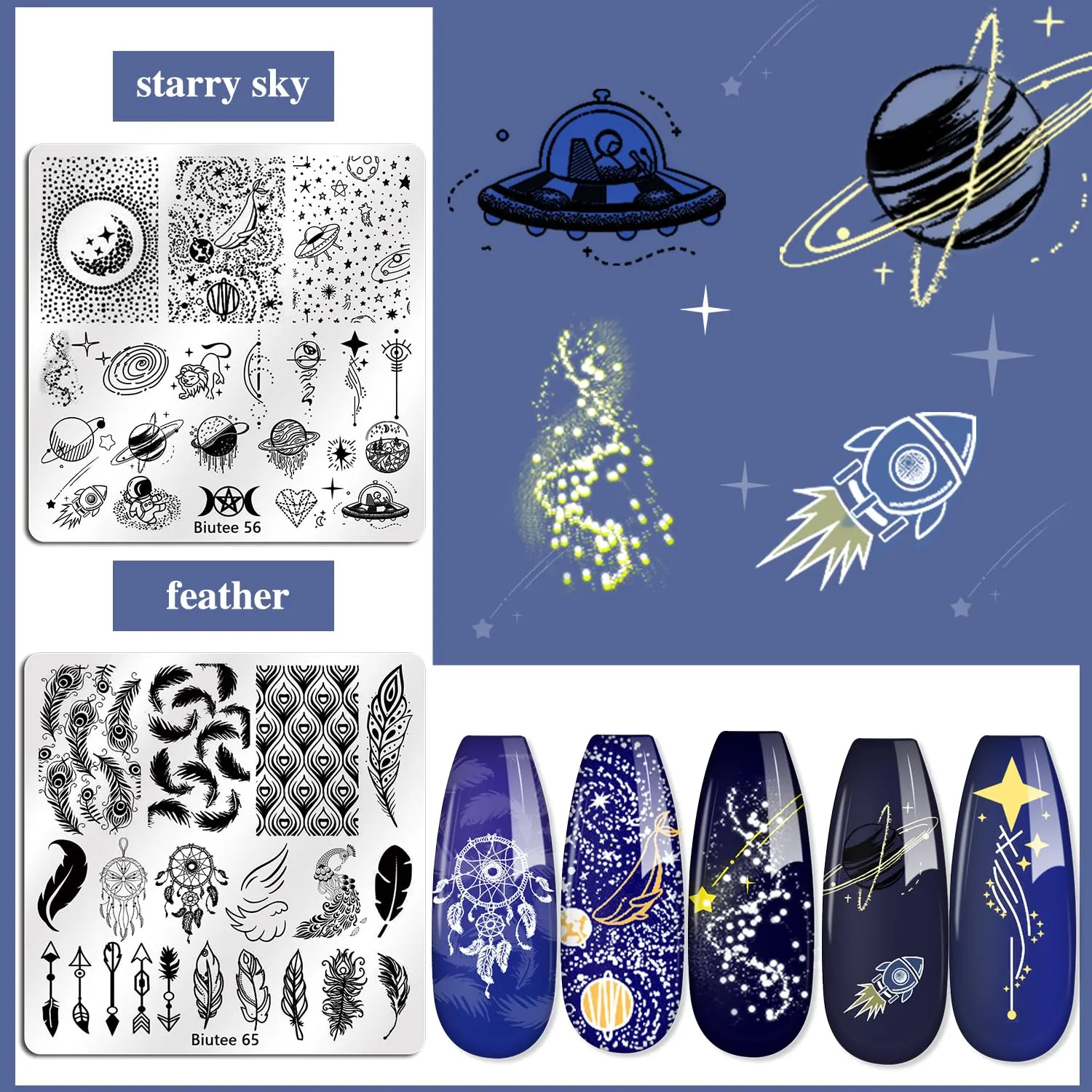 Biutee Nail Stamper Kit Nail Stamp Plate set 15 pcs Nail Plates 8 pcs Stamp Gel 1 pcs Nail Stamper Scraper Set Storage Bag Gift Box Nail Stamp Template Kit Flower Lace Flower Star Holiday Design