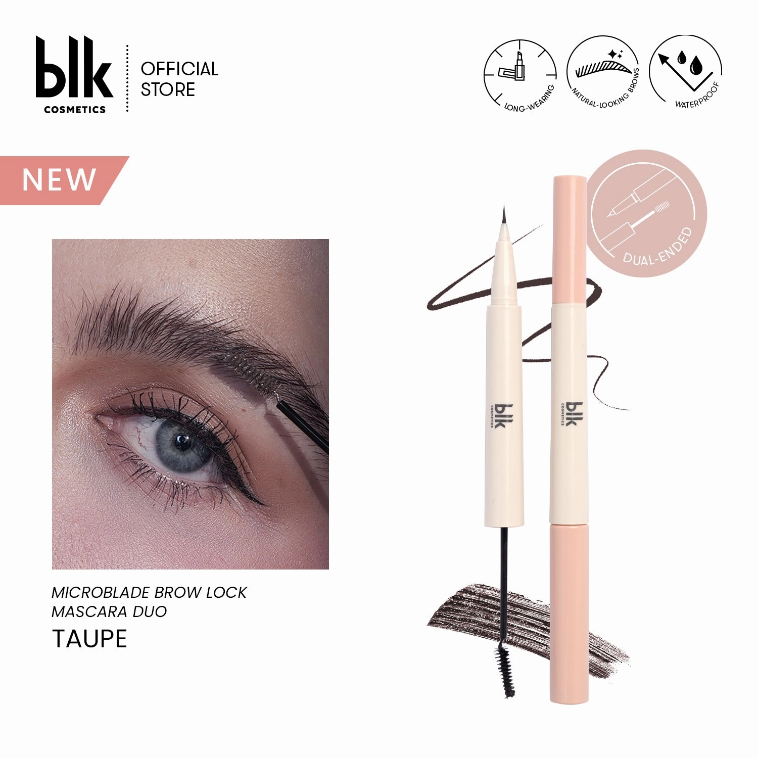 blk cosmetics daydream microblade brow lock mascara duo