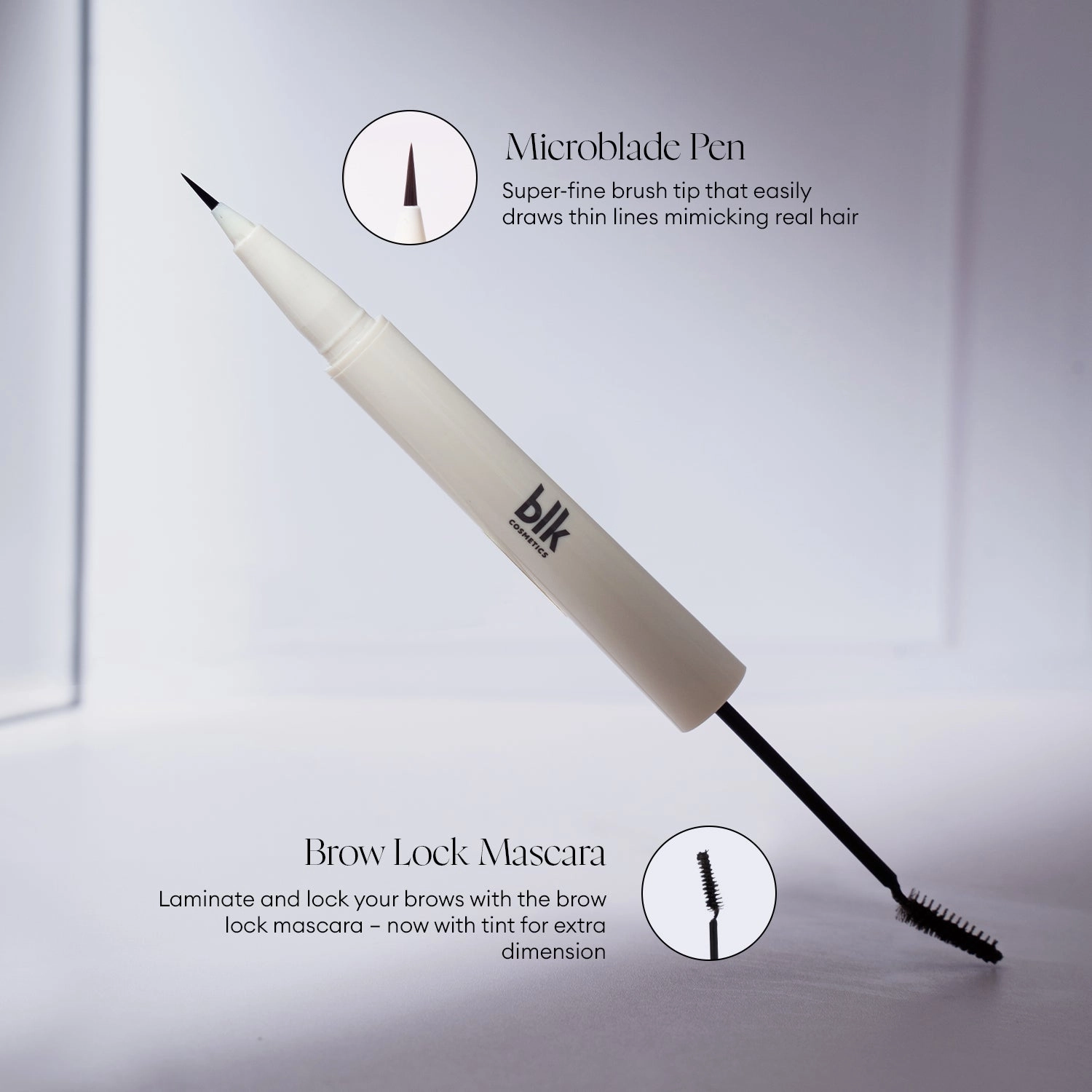 blk cosmetics daydream microblade brow lock mascara duo