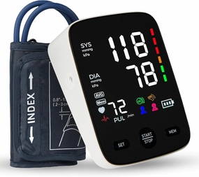 Blood Pressure Machine, Automatic Upper Arm Blood Pressure Monitor with 2x120 Readout, 9 to 17 Inch Adjustable Large Cuff 5 Inch Backlit Large Screen, Arrhythmia and Home Hypertension Detector