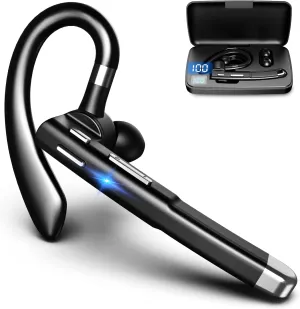 Bluetooth Headset for Cell Phones 500Hrs Standby Time with LED Charging Case 270 Degrees Rotatable Mic Hands Free Bluetooth 5.1 Version