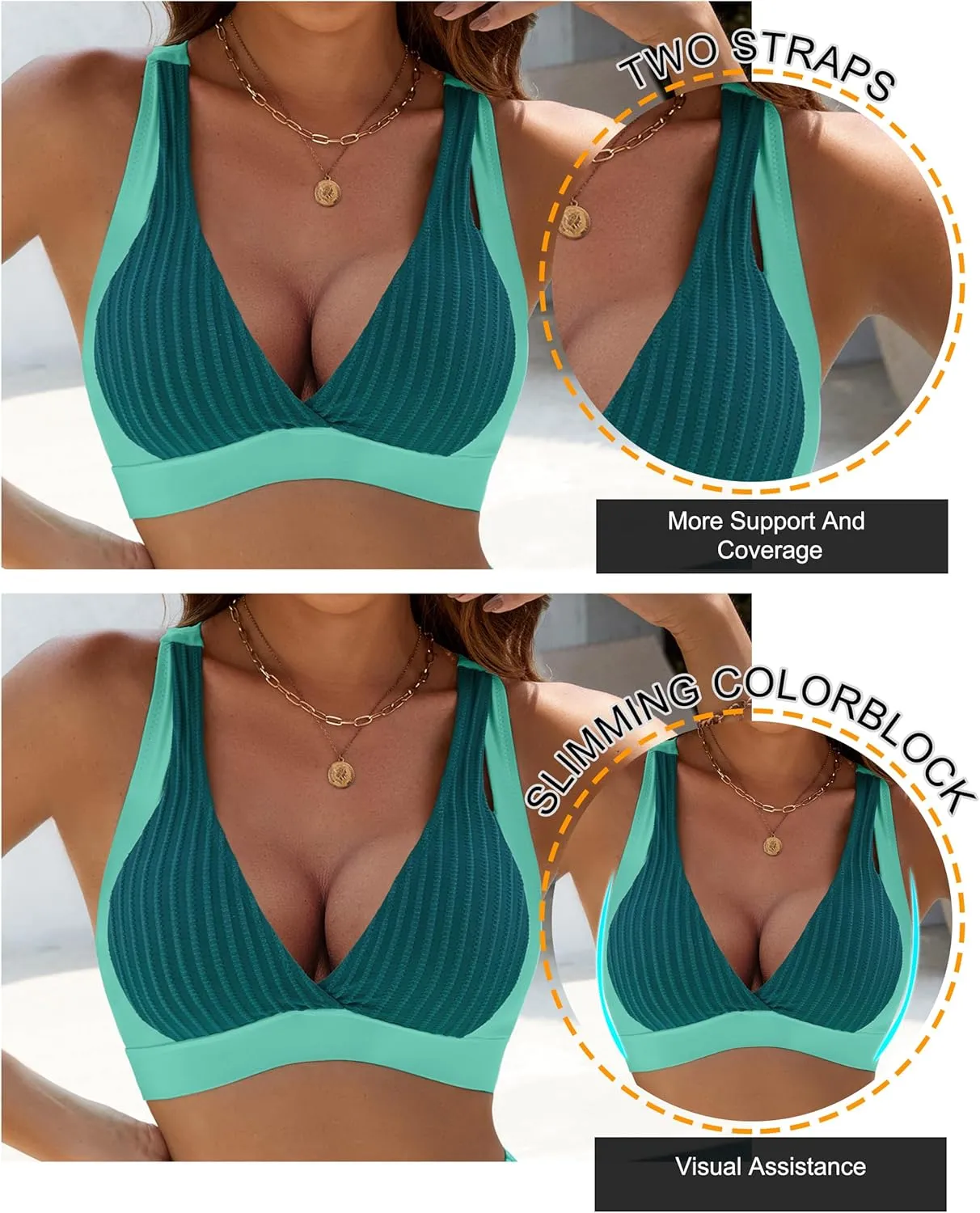 BMJL Women's High Waisted Bikini Sets Modest Tummy Control Swimsuit Two Piece Drawstring Bathing Suit