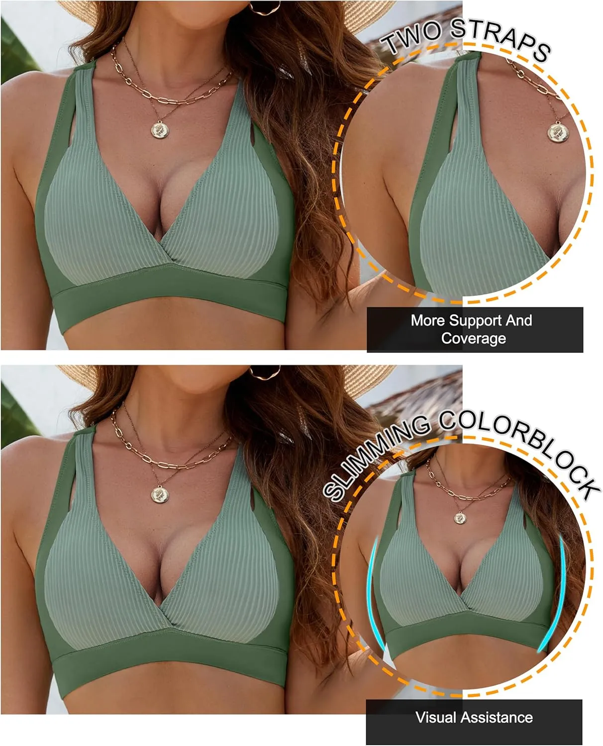 BMJL Women's High Waisted Bikini Sets Modest Tummy Control Swimsuit Two Piece Drawstring Bathing Suit