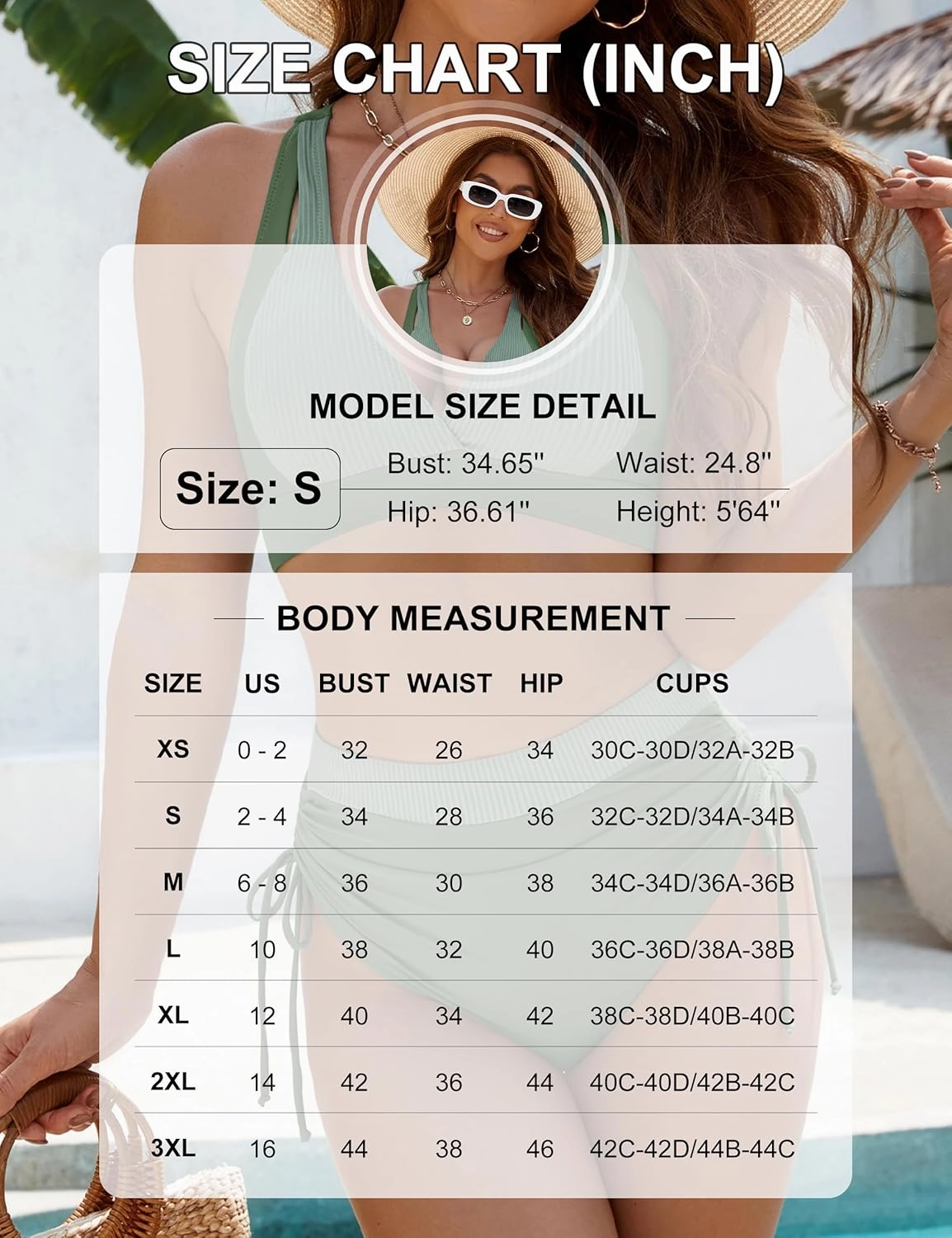 BMJL Women's High Waisted Bikini Sets Modest Tummy Control Swimsuit Two Piece Drawstring Bathing Suit