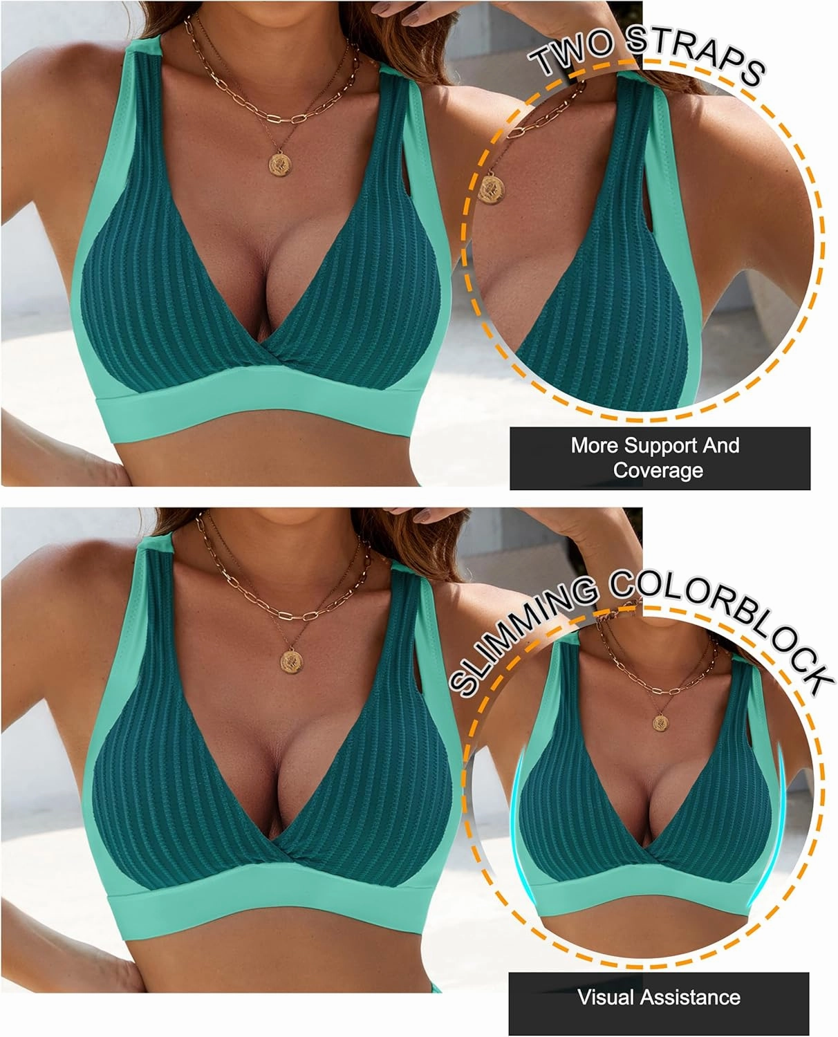 BMJL Women's High Waisted Bikini Sets Modest Tummy Control Swimsuit Two Piece Drawstring Bathing Suit