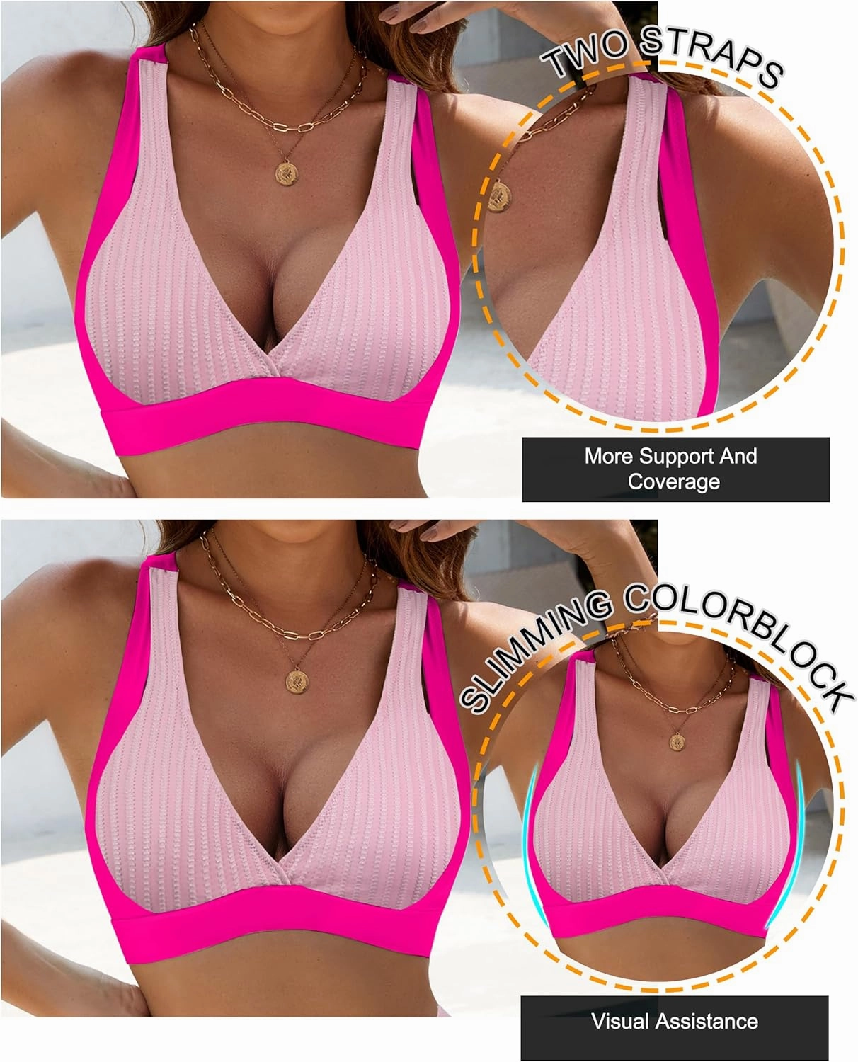 BMJL Women's High Waisted Bikini Sets Modest Tummy Control Swimsuit Two Piece Drawstring Bathing Suit