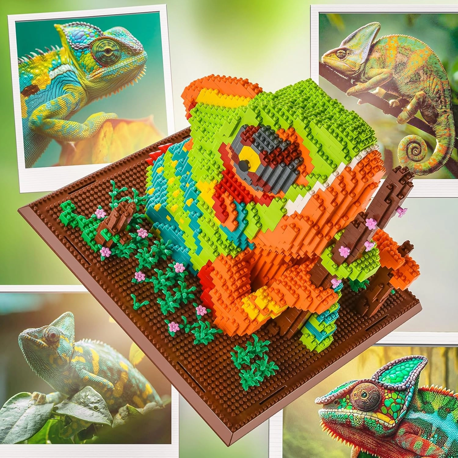 BNG Wall Art Chameleon Building Sets for Adult,Animals Building Blocks for Wall Decor or Table Display,Creative Toys Gifts for Boys 14 ,Not Compatible with(2688 PCS)
