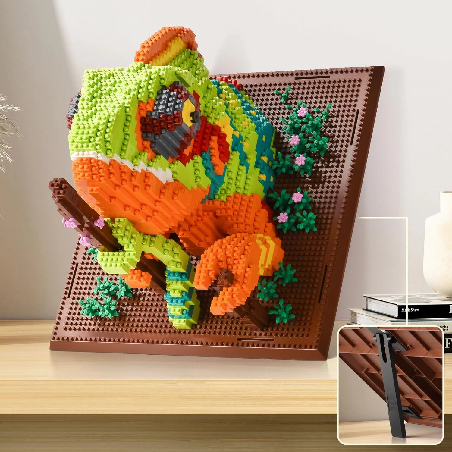 BNG Wall Art Chameleon Building Sets for Adult,Animals Building Blocks for Wall Decor or Table Display,Creative Toys Gifts for Boys 14 ,Not Compatible with(2688 PCS)