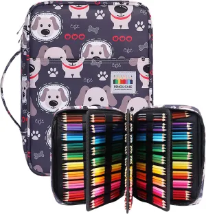 BOMKEE Coloring Pencil Case 220 Slots Pencils/Gel Pens Organizer Waterproof Travel Case Zipper Carrying Portable Pencil Markers Pen Holder Bag for Painter Writers