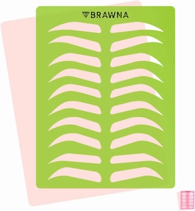BRAWNA [ Upgraded Version ] Eyebrow Practice Stencil with Microblading Practice Skin | Microblading Template for Eyebrow Tattoo | Microblading Training Supplies | PMU Kit | 10 brow Shapes
