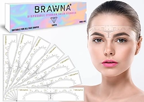 Brawna Eyebrow Ruler Stencil - 120 Pcs Clear Adhesive Shaping, Henna Tinting and Microblading Kit - Disposable Extensions Shaper Tool for Women - Supplies