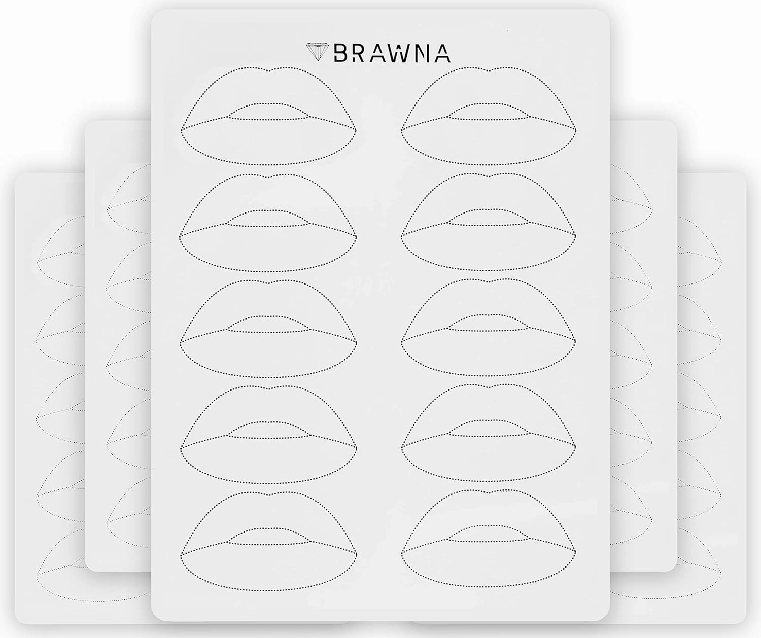 BRAWNA Microblading Kit for Professionals and Beginners: 25 Pcs Brow Ruler Stickers, 7 Pcs PMU Practice Skins, 3 Mapping String, 2 PMU Brow & Lips stencils, 3 Peel Off Mapping Pencils, 2 Brow Razor