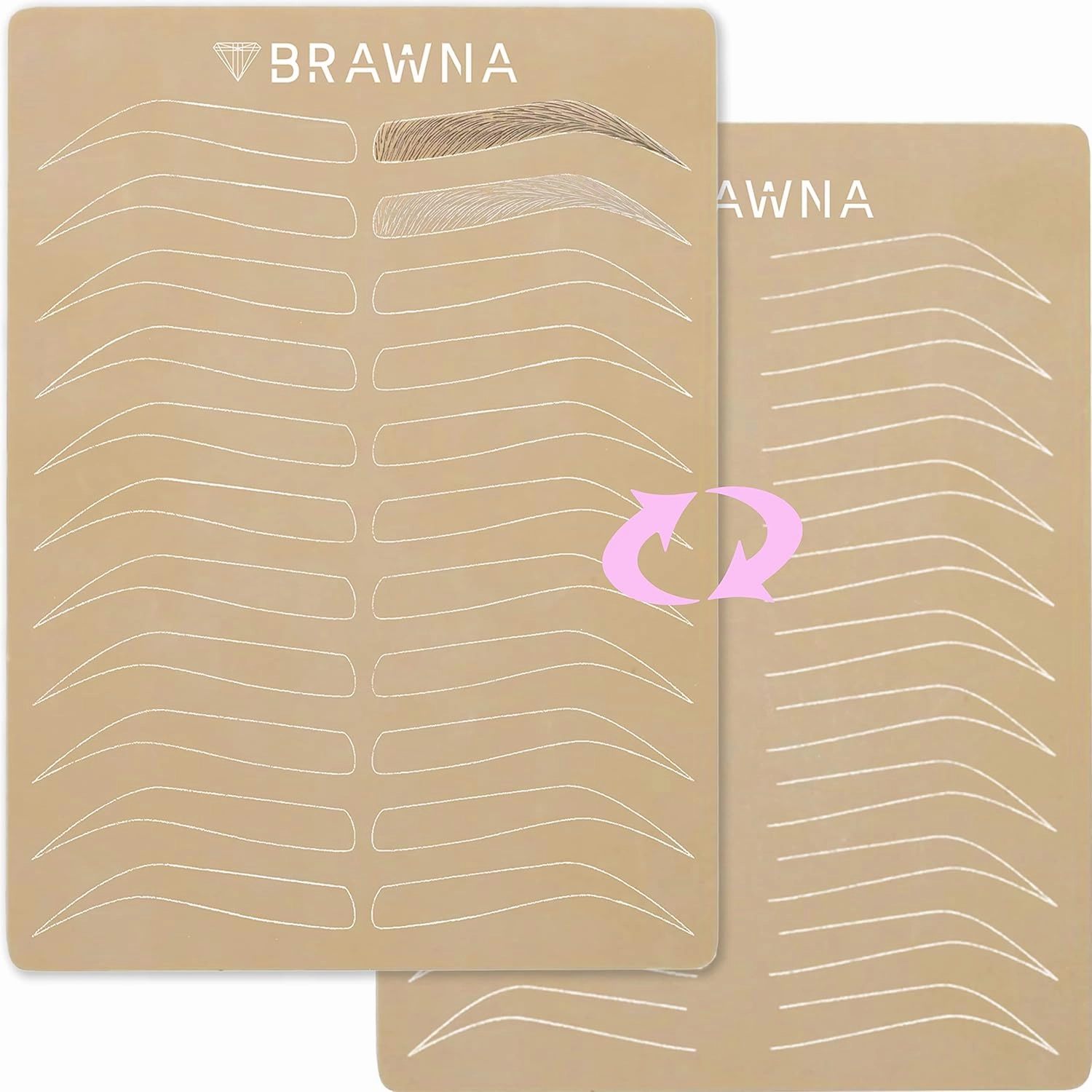 BRAWNA Microblading Kit for Professionals and Beginners: 25 Pcs Brow Ruler Stickers, 7 Pcs PMU Practice Skins, 3 Mapping String, 2 PMU Brow & Lips stencils, 3 Peel Off Mapping Pencils, 2 Brow Razor
