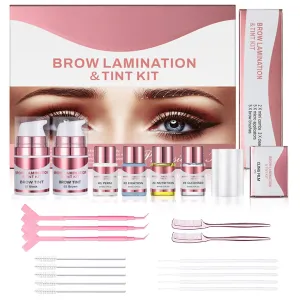 Brow Lamination Kit, At Home DIY Eyebrow Lamination Kit with Black & Brown Double Colors, Instant Brow Lamination Kit for Fuller Thicker Brows, Easy to Use, Long Lasting (With Double Color)