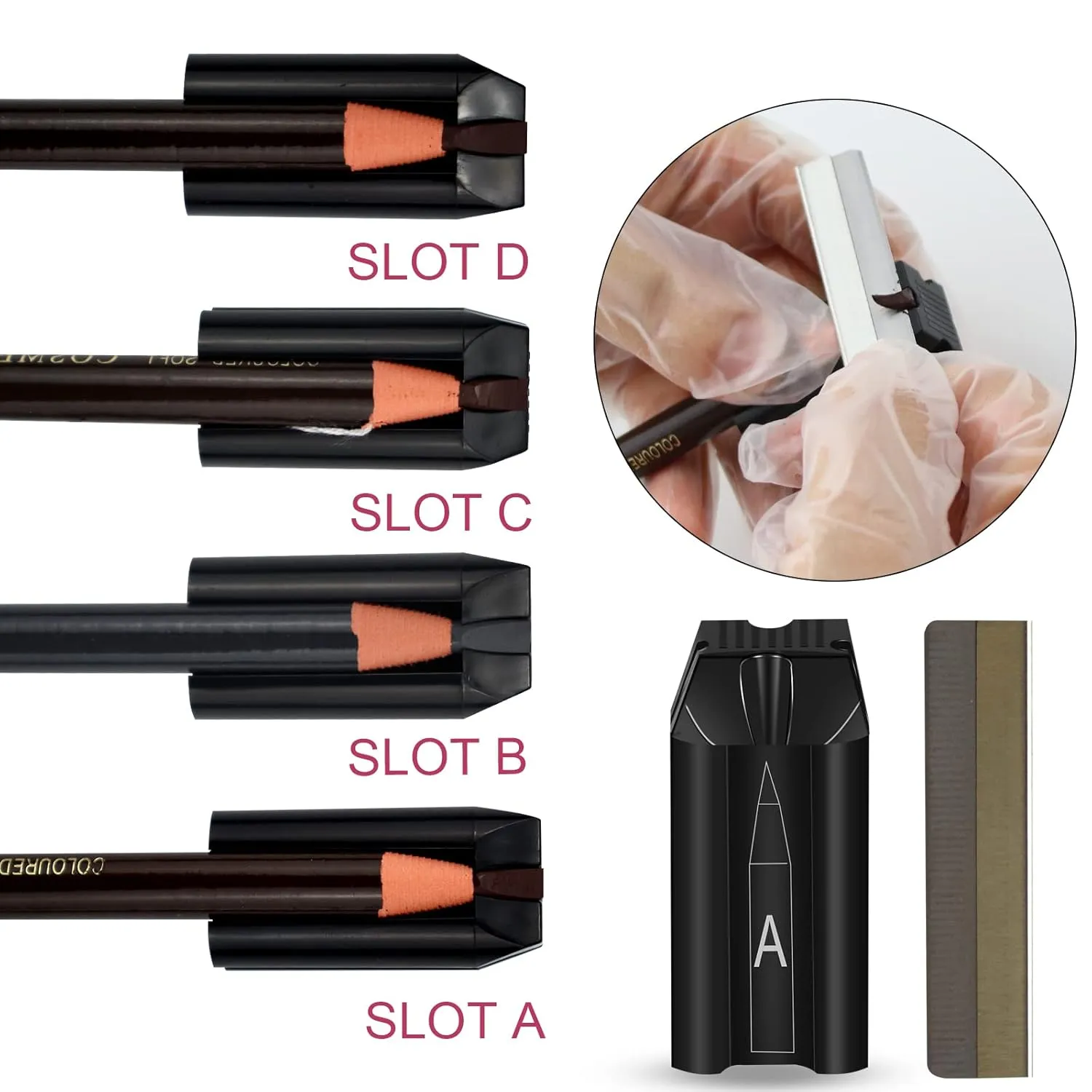 Brow Pencil Mapping Kit 12pcs Microblading Eyebrows Pencil 1pc Permanent Makeup Eyebrow Pencil Duckbill Sharpener 2pcs Razors 10pcs Eyebrow Mapping Stickers (Black Pencil)