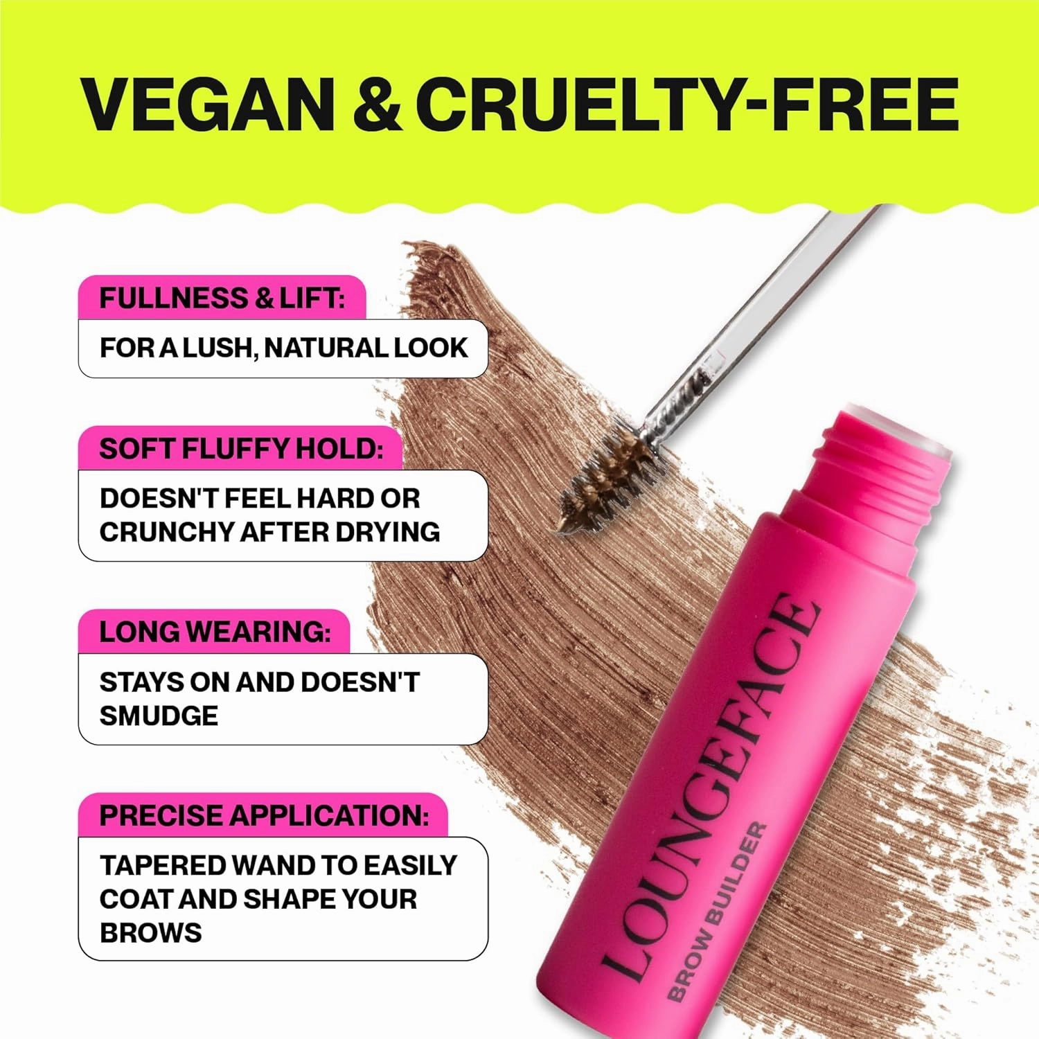 Brow Builder - Cream Gel Formula: Instant Lift, Natural Full Look, Super Quick, Pigment & Hold - Tapered Precision Wand - Vegan & Cruelty Free Beauty, Eyebrow Tint, Makeup Women (Brown)