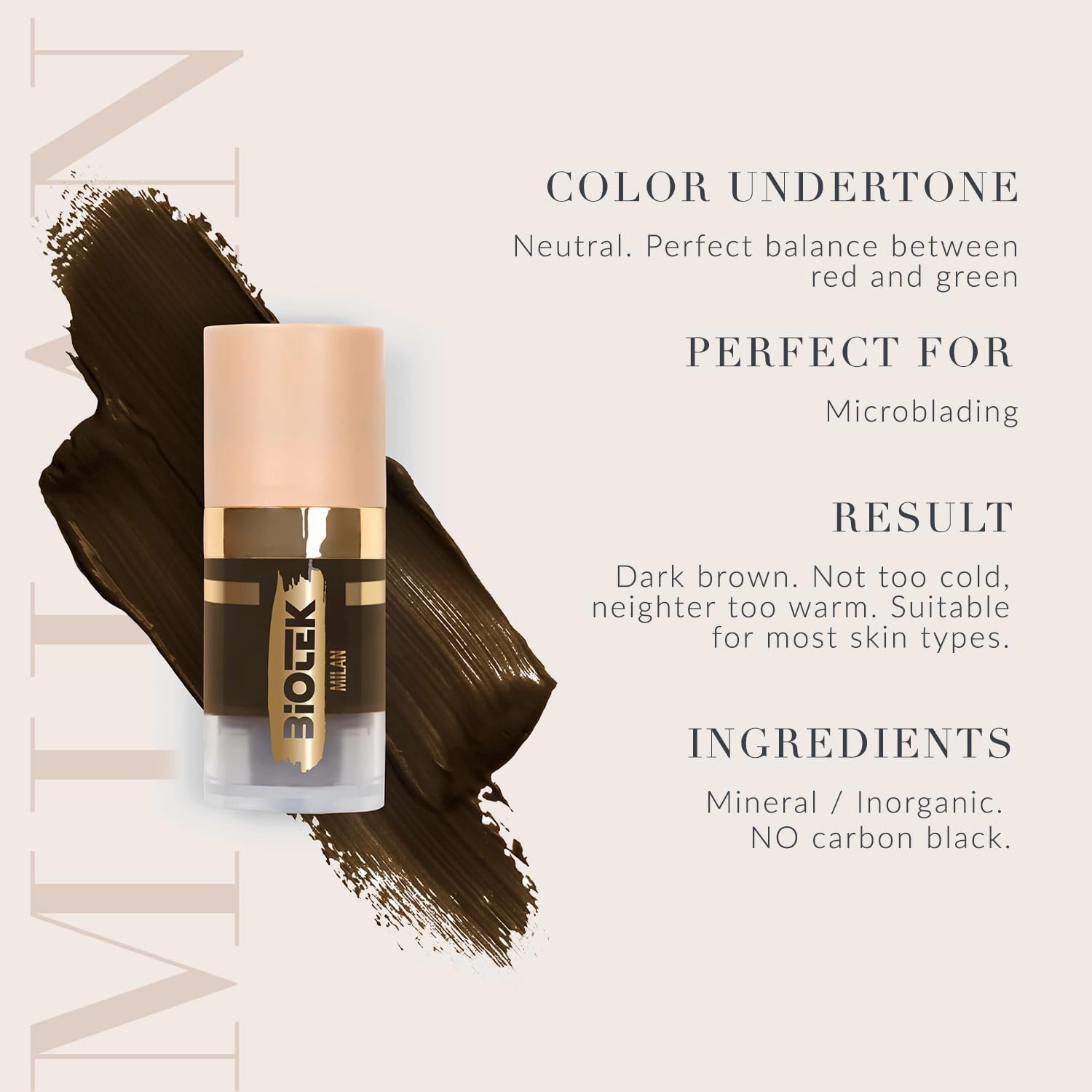 Brow Pigment for Permanent Makeup - Neutral Dark Brown Color for Eyebrows - Inorganic Creamy - Made in Italy - Milan 0,24 fl.oz.