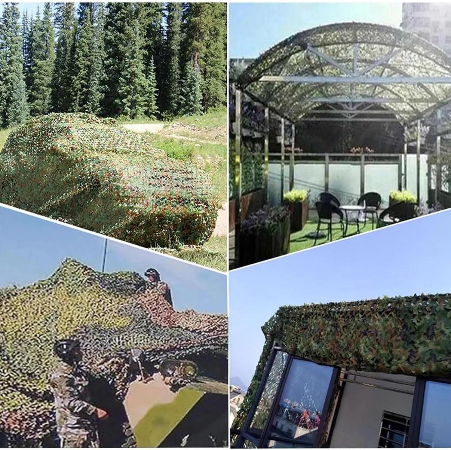 Camouflage Woodland Netting,Army Camo Net Camping Mesh Netting Hide Cover for Camping Military Hunting Shooting Sunscreen Nets(Color:,Size:1.5X2M(5X6.5ft))