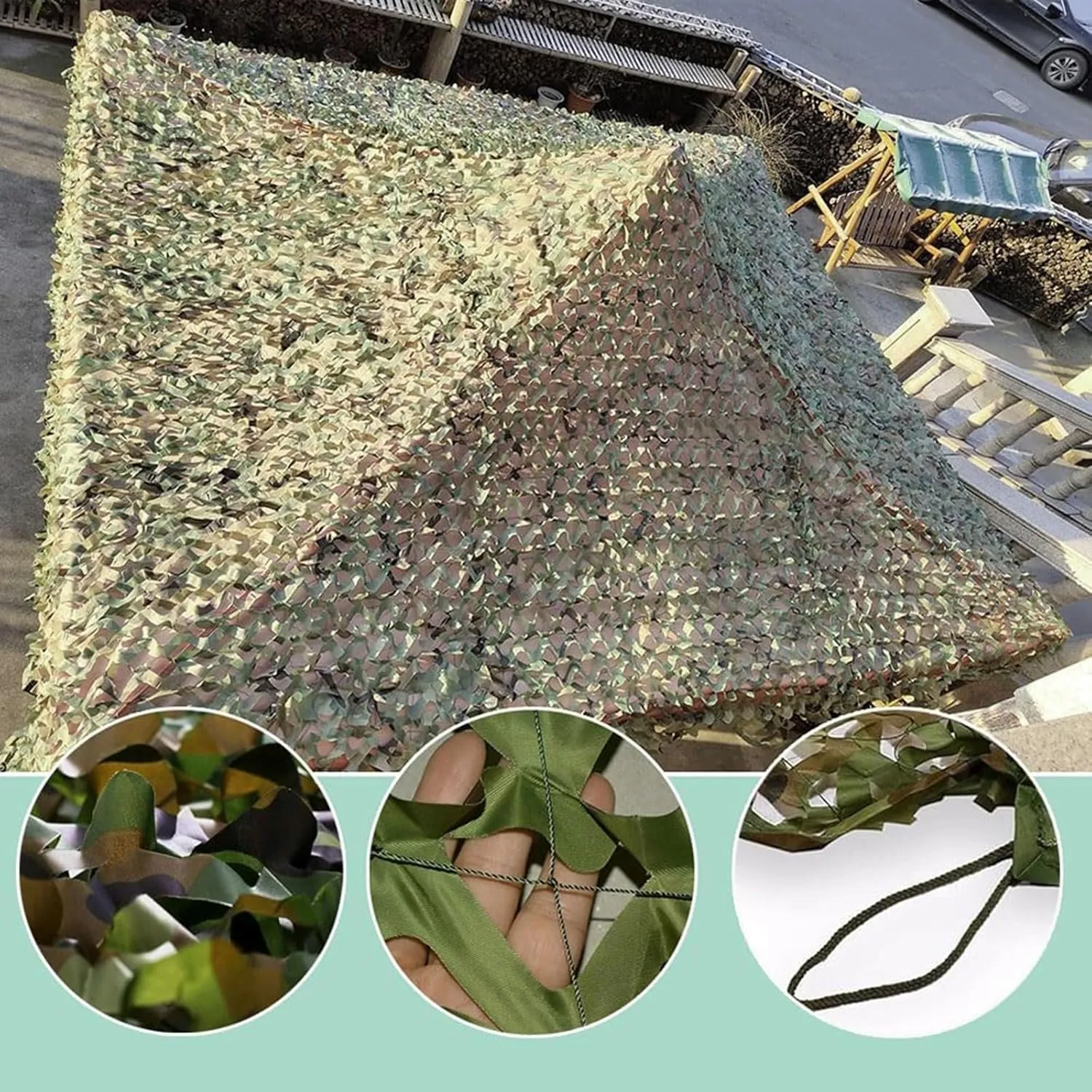 Camouflage Woodland Netting,Army Camo Net Camping Mesh Netting Hide Cover for Camping Military Hunting Shooting Sunscreen Nets(Color:,Size:1.5X2M(5X6.5ft))
